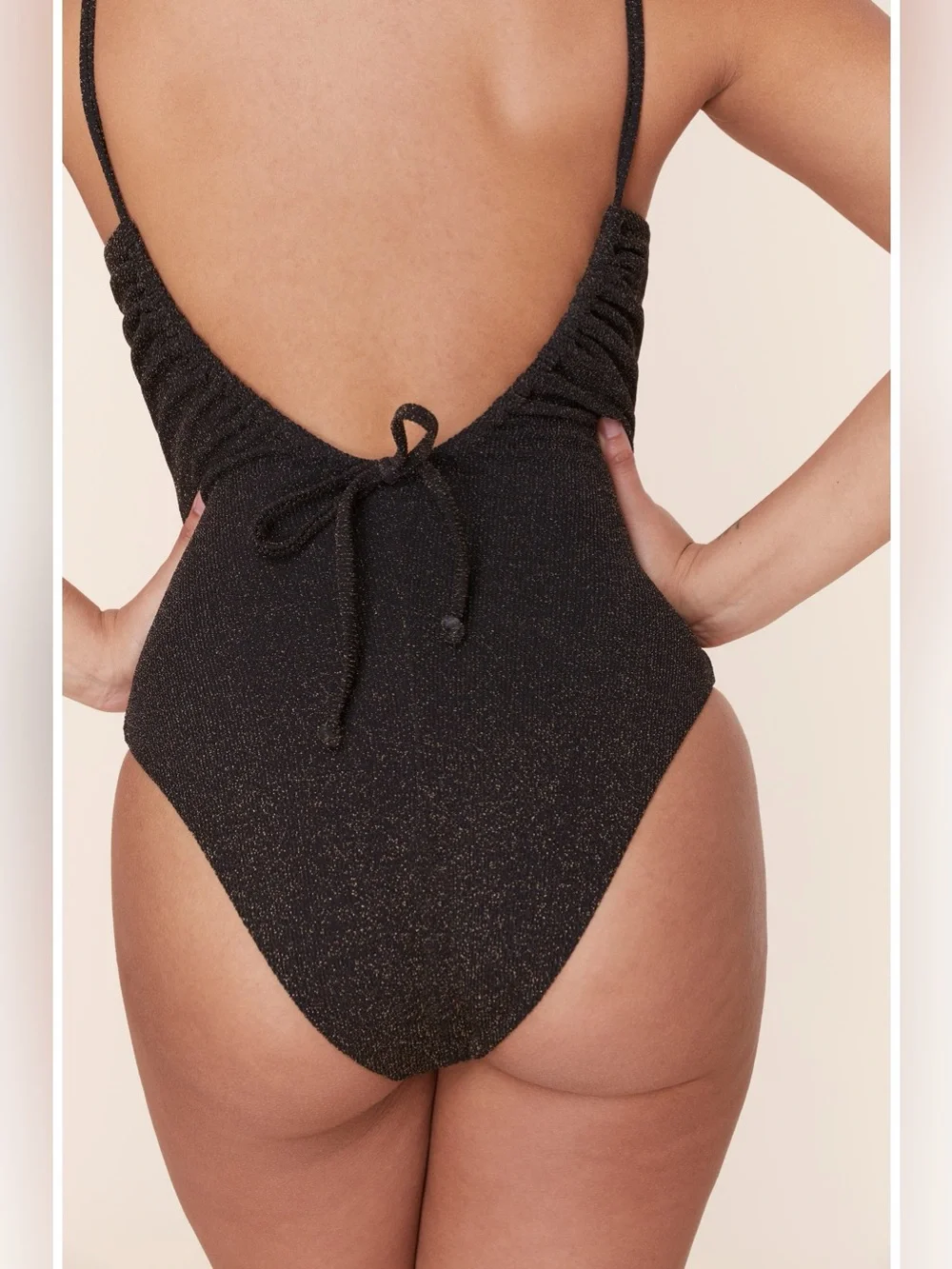 Andie Swim The Liku Metallic One-Piece Swimsuit Medium Adjustable Back